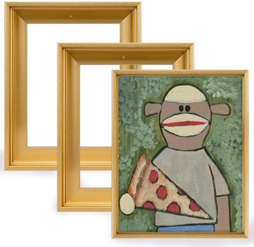 HUACANVAS 3 Pack Canvas Floater Frames for Painting Art with 0.6~0.9 Depth,Canvas Frames for Prints,Floating Frame for Home Decore (8x10, Gold)