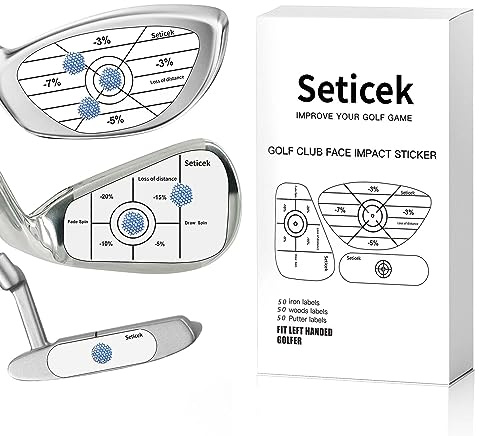 Seticek Golfschläger-Impact-Aufkleber, selbstlernende Sweetspot- und Konsistenzanalyse, verbessert die Genauigkeit und Entfernung des Golfschwungs, 150 Stück oder 300 Stück