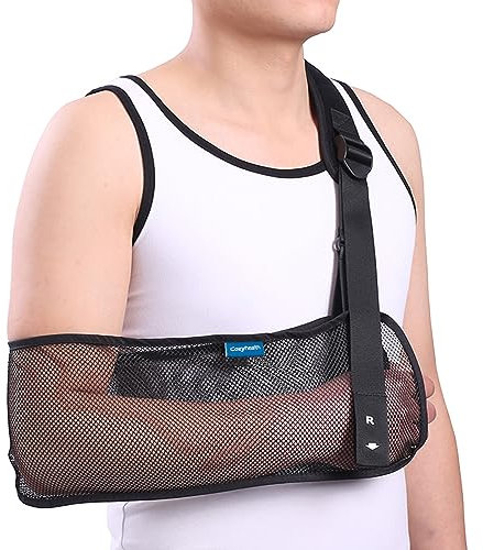 Medizinische Schulterschlinge aus Netzstoff für Schulterverletzungen, gerissene Rotatorenmanschette, atmungsaktive Armstütze für Dusche, rechtslinker Arm stabilisiert Ellenbogen, Arm,