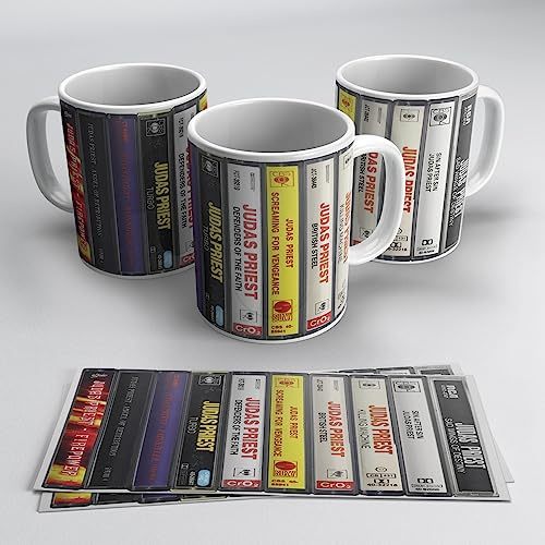 Newseny Tasse Judas Priest - Cadeau pour fans de rock et de métal | Céramique 355 ml | Cassettes Judas Priest