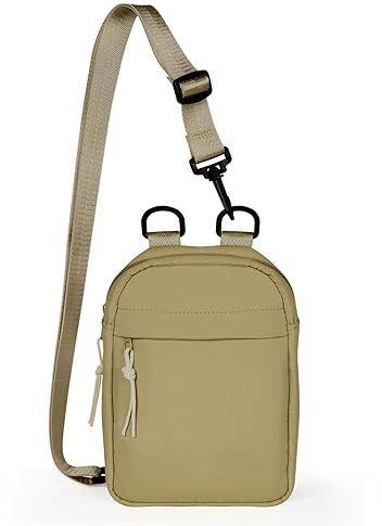 Geestock Sling Chest Bag for Men & Women, Waterproof Sling Bag with Adjustable Strap, Mini Crossbody Bag Cuasal Backpack for Men & Women Travel, Walking Cycling Outdoor - Khaki