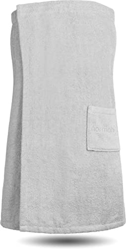 normani Damen Sauna Kilt Saunahandtuch aus 100% Bio-Baumwolle - extra groß ab Größe 44 Weiß 80 x 170 cm