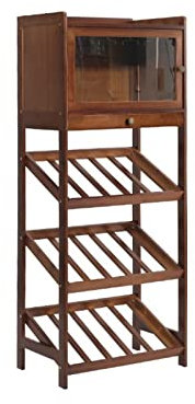 MOOWI Weinschrank Weinschrank mit Edelstahl-Getränkehalter, Restaurant, kleines Weinregal, Holz, Wohnzimmer, 53 x 33 x 130 cm, Weinschrank Barschrank (Color : 5-Door-CupHolder)