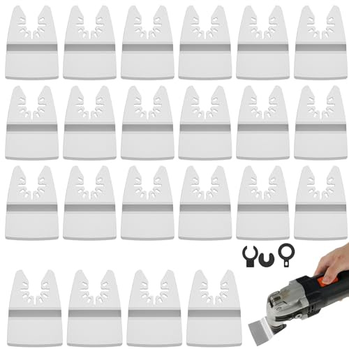 Foppla 22Pcs Rigid Oscillating Multitool Scraper Blade 2inch Stainless Steel Oscillating Tool Scraper Blade Multifunctional Grout Removal Scraper Blade for Paint Grout Removing(22pcs)