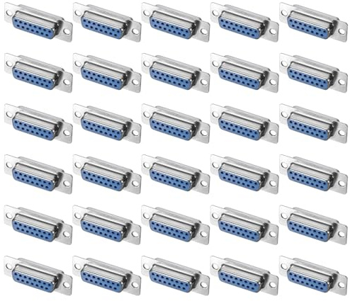 sourcing map D-Sub Stecker DB15 Buchse Buchse 15-polig 2-reihige Buchse Serielle Port Terminal Breakout für mechanische Geräte CNC-Computer 30 Stück