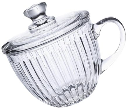 PRETYZOOM Tasse à Céréales en Verre Grosse Capacité avec Couvercle Bol en Verre Multi-usage Transparent Usage Domestique pour Petit-déjeuner Lait Porridge Tasse à Lait Bol à Dessert