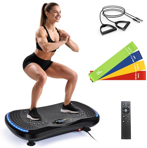 Vibration Plate Exercise Machine for Lymphatic Drainage, Vibration Machine for Full-Body Weight Loss Shaping, Vibrate Fitness Platform 400 Lbs & 200 Adjustable Speeds for Women Men Home (Black)