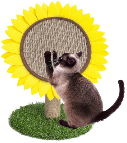 Árbol rascador de girasol para gatos de fieltro, bonito árbol rascador para gatos, 30 x 30 x 45 cm, cubierto para gatos, flores, muebles para árboles rascadores, actividad interactiva para gatos