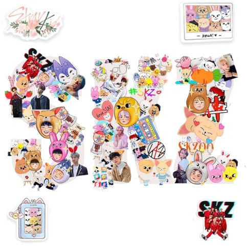 GHPKOTW 104 Stück StrayKids Stickers Aufkleber, Wasserdichte Vinyl Kpop Stickers Set, Stray Kids Meme Sticker, Mini Fotoaufkleber, Geschenk für STAY, Laptop, Helm, Fahrrad