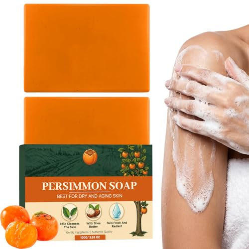 Sapone corpo kaki, kaki latte di capra kaki, eliminatore di odori, sapone bar deodorante per il bagno, set di lavaggi cachi per anziani (2pcs)