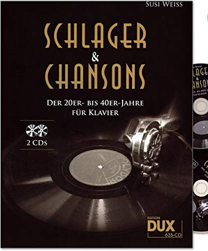 Schlager and Chansons der 20er bis 40er Jahre - 40 Evergreens und Schlager, bearbeitet für Klavier (mit Text und Akkordbezifferung) - Notenbuch mit 2 CDs und bunter herzförmiger Notenklammer