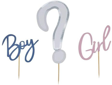 CLUB GREEN Gender Reveal Cake Topper Set, Multi, 25.8 x 0.3 x 16.3 cm