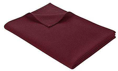 WOHNWOHL® Coperta leggera in cotone waffle piqué (150x200 cm) • Plaid estivo 100% cotone • Coperta da divano leggera • Facile da lavare • Copriletto decorativo • Colore: Mogano