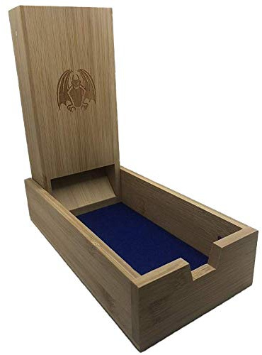 The Grinning Gargoyle Würfelturm und Würfeltablett aus Bambus für D&D – Tragbares Würfeltablett aus Holz – Würfeltabletts für Rollenspiele und Tischspiele – Geräuschdämpfendes Würfeltablett aus Holz