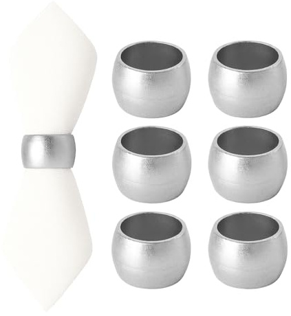 Argon Tableware Metallische Serviettenringe - 4,5cm - Silber - Pack Von 6