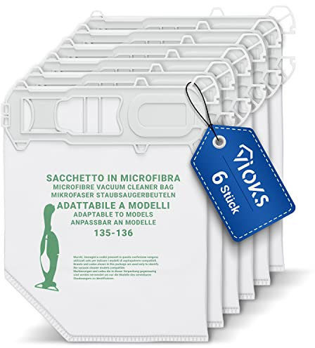 VIOKS Juego de 6 bolsas para aspiradora Vorwerk Kobold 135 - Vorwerk 135/136 VK & Vacuum Bags para aspiradora Vоrwеrk/accesorios para aspiradora con bolsa