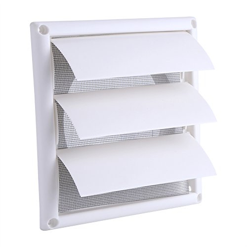 Gravity Grille, External Ducting Air Vent Cover, Plastic Wall Vent Cover External 3 Gravity Flaps with Flyscreen Cover, Tumble Dryer Vent Cover, Wall Ventilation Grill with Net(20x20cm)