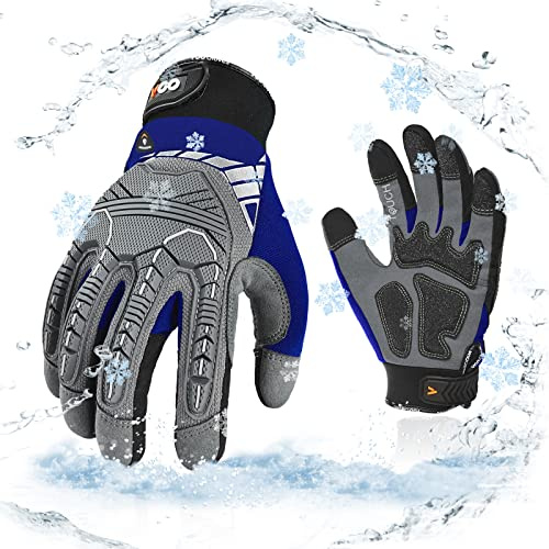 Vgo... Guante Invierno de Trabajo Impermeables Resistentes, Guantes Protección Antivibración para Obra Portero Montaje Mecánicos, 1 par