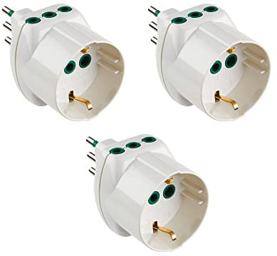 Fanton S.P.A. FANTON 82210-B3- set 3 pz adattatore triplo schuko bipasso da spina piccola 10A a2 prese italiane piccole 1 presa schuko 16A VERTICAL SYSTEM