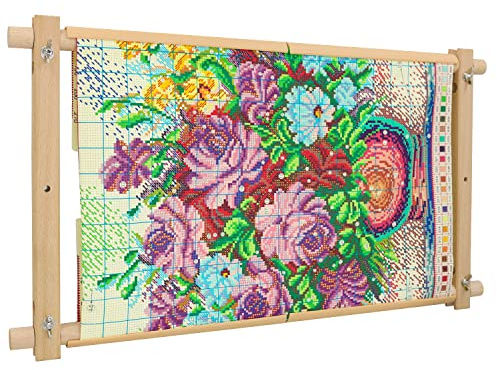 Cadre à broder carré, cadre à broder, cadre à broder carré en bois, cadre à clip sur Q Snap Cross Stitch Frame, en plastique, à broder, pointe d'aiguille, peinture sur soie (46 x 28,5 cm)