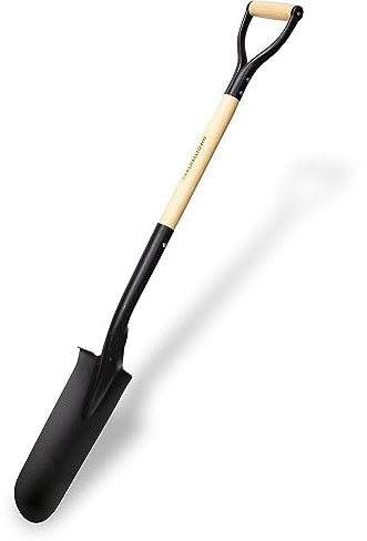 Marshalltown Drain Spade Shovel, 14 Gauge, Wood D-Grip Handle