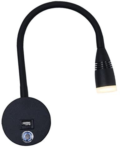 LABRIMP Leselampe Wandmontierte Nachttischlampe Dimmbar Touch Steuerung 3 Helligkeitsstufen LED Bettleuchte mit Schalter Verstellbarer Winkel USB für Schlafzimmer Kinderzimmer Kopfteil
