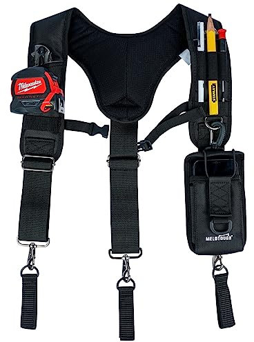 MELOTOUGH Tool Belt Suspenders for Men - Big and Tall Construction Bag Suspenders - Padded Work Belt - Carpenter/Electrician/Roofing/Farmer Work (Y Back)