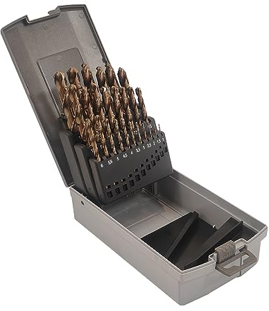 CAVATINY Spiralbohrer-Set | 25 Stück | HSS-E M35 Cobalt Metallbohrer-Set | 1–10 mm, 0,5 mm Schritte | DIN 338 | für Edelstahl, Aluminium, Holz etc.