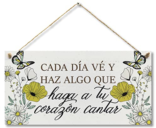 CARISPIBET Cada Dia vé y Haz Algo Segno Decorativo cartelles para el hogar Adornos Colgantes decoración de Pared 15 x 30 cm