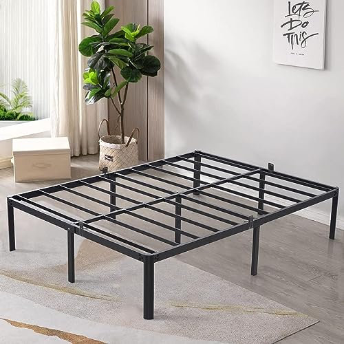 TATAGO Bed Frame Super King Size Solid Metal Bed Frame 208.2 x 198.1cm Modern Style with 40 cm under-bed storage space Black