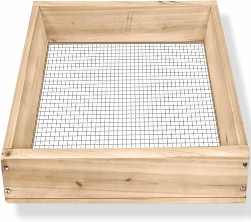 Tamiz de tierra, tamiz de tierra para jardinería, tamiz de roca para rocas, tamiz de compost, tamiz de madera, tamiz de jardín para pellet/grava/suelo/hojas, herramienta de jardín de 15.7 x 11.8 x 2.8