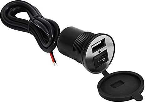 Cargador USB para coche, puerto USB de coche 12-24V para motocicleta (BLACK)