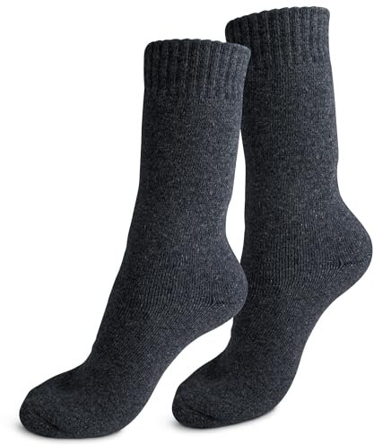 TULMERO Thermosocken Damen und Herren - Dunkelgrau - Wintersocken Damen und Herren - Dicke Socken Einheitsgröße - Warme Socken - Winter Wandersocken - Winter Arbeitssocken - Kuschelsocken