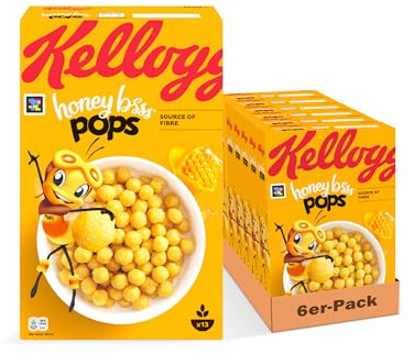 Kellogg's Honey BSSS Pops Frühstückscerealien (6 x 400 g) – crunchy Cereal Pops mit Zuckerarten und Honig – ohne künstliche Farb- und Aromastoffe