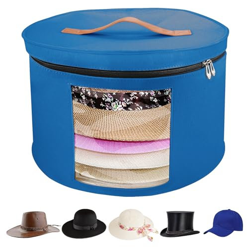 VanlonPro Große Hut-Aufbewahrungsbox für Damen und Herren, 40,6 cm D x 25,4 cm H, Hutschachtel-Organizer, faltbare, runde Reise-Hutboxen mit staubdichtem Deckel, Stofftier-Aufbewahrungskorb