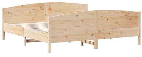 vidaXL Massivholzbett mit Kopfteil, Holzbett mit Fußteil Sperrholzlatten, Doppelbett für Schlafzimmer, Bett Bettgestell, 200x200cm Kiefer