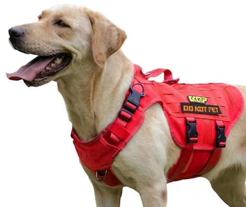 No Pull Hundegeschirr - Taktisches Hundegeschirr - Militärische Hundeweste mit Verstellbar - Hundegeschirr für Große Hunde, Diensthund, Rot