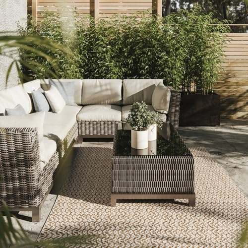 Interiyou utomhusmatta Kano - 300x400 cm Kräm/Beige - Geometriskt mönster, väderbeständig, balkong, terrass, trädgård, kök, UV-tålig, flatvävd