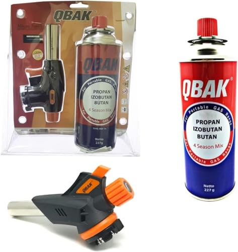 DISPAU Pack Cabezal de Soplete + Cartucho de Gas 227g Soplete de Cocina Profesional con Llama Ajustable, para Flambeado, postres