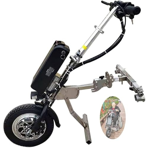500W Elektrischer Handbike-Rollstuhlaufsatz, Rehabilitationstherapie Elektrischer Rollstuhl Umbausatz, 3 Geschwindigkeiten/mit Frontlicht + Trompete, 48V 15/17 Ah Batterie, Reichweite 60/70
