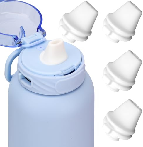 PEUTIER 4PCS Bite Valve Replacement for Ello Cooper 32oz Stainless Steel Water Bottle, Water Bottle Mouthpiece Cap Lid, Silicone Free BPA Spout for Ello Cooper 18/22/40oz Accessories Parts (White)