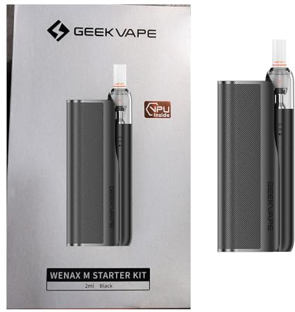 GEEKVAPE WENAX M Starter Pod Kit | Powerbank 2500mAh + GeekVape Wenax M1 Mini 16W 2ml Vaporizzatore | No e-liquid, No nicotine (Nero-)