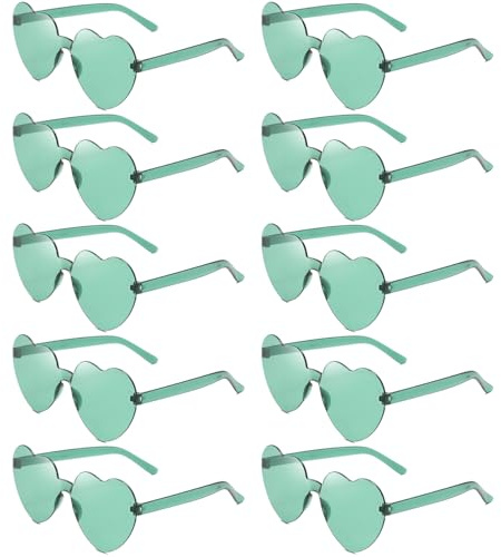 Dwenarry Herz Party Brille, Herzbrille Set 90er Farbige Herzen brille randlos trendy transparente Herz Sonnenbrille für Taylor Swift Themed Party