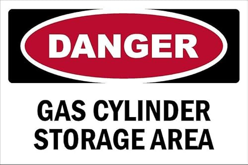 Danger, Gas cylinder storage area, safety sign - 3mm Aluminium sign (800mm x 600mm)