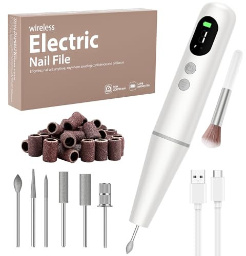 Nagelfräser für Gelnägel, Elektrische Nagelfeile, 20000 u/Min Fräser Nägel Maniküre und Pediküre Set Elektrisch, Professionell Nail Drill für Semi Permanent, Acrylnägel, Nagelformen (Weiß)