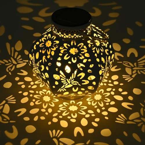 ZWOOS Lanterna Solare da Esterno, Lampade Solari da Giardino, Impermeabile IP44, Appendere/In Piedi, Luce Solare LED Decorativa per Giardino, Balcone (Colibrì)