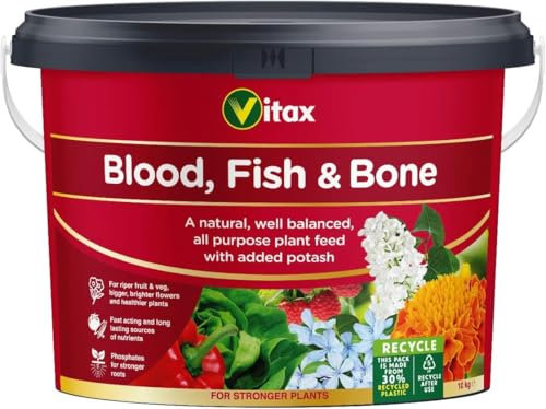 Vitax Blood Fish & Bone Fertiliser 10kg – Natural Organic Plant Food for Garden, Lawn, Flowers & Vegetables – Slow Release Granular Multi-Purpose Feed for Soil Enrichment & Strong Plant Growth