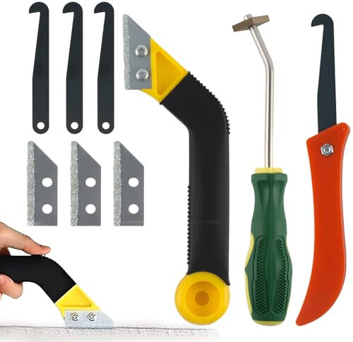 Raschietto Fughe Piastrelle, CIYIN Strumento Rimozione Fughe, con 6 Lame di Ricambio, Pulizia Fughe Piastrelle, per Pulizia Profonda di Giunti in Cucina e Bagno