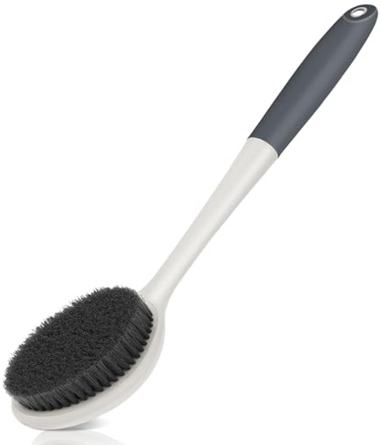 Surlees Ryggskrubbare för dusch för män och kvinnor 43 cm | Kroppsborste för våt- och torrborstning | Exfolierande kroppsskrubbare och ryggborste | Duschborste med långt handtag för celluliter och