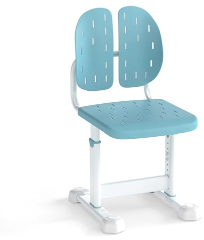 RELAX4LIFE Silla Escritorio Infantil con Altura Ajustable en 5 Posiciones, Respaldo Doble, Asiento Transpirable y Marco Metálico, Silla Infantil Ergonómica sin Apoyabrazos para Niños 3+ Años (Azul)